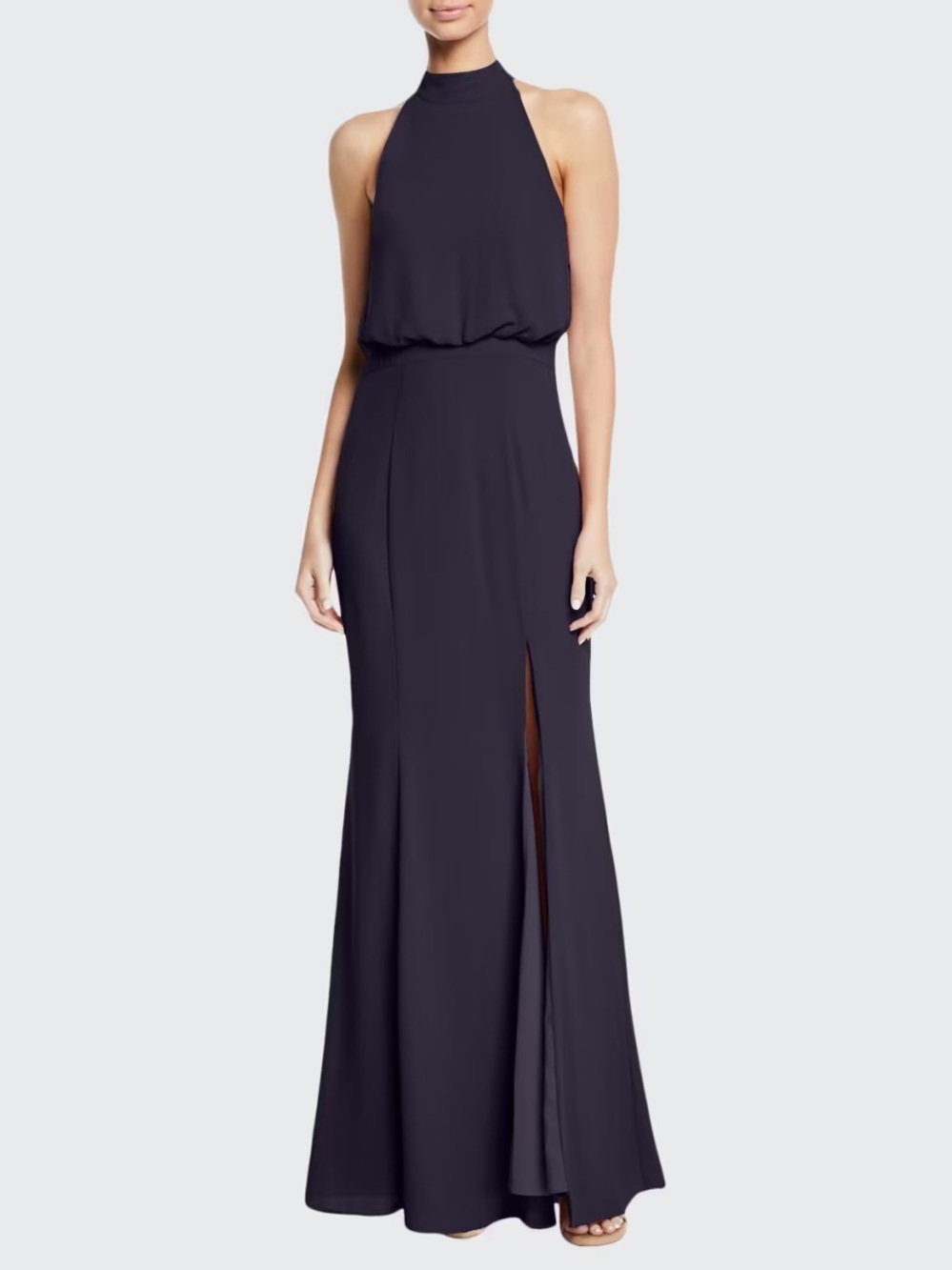 LIKELY Cameron Blouson Halter Gown Navy Blue Formal Long Maxi Dress Size 8